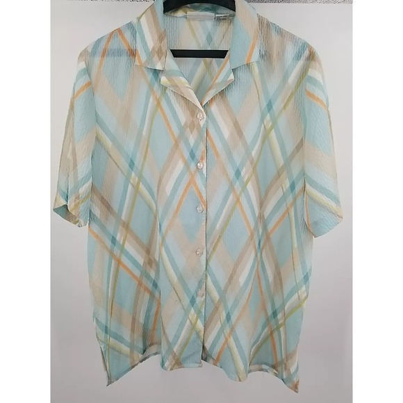 Alfred Dunner Tops - Alfred Dunner Womens Shirt Sleeve Shirt 18 Button Up‎ See Through Sheer